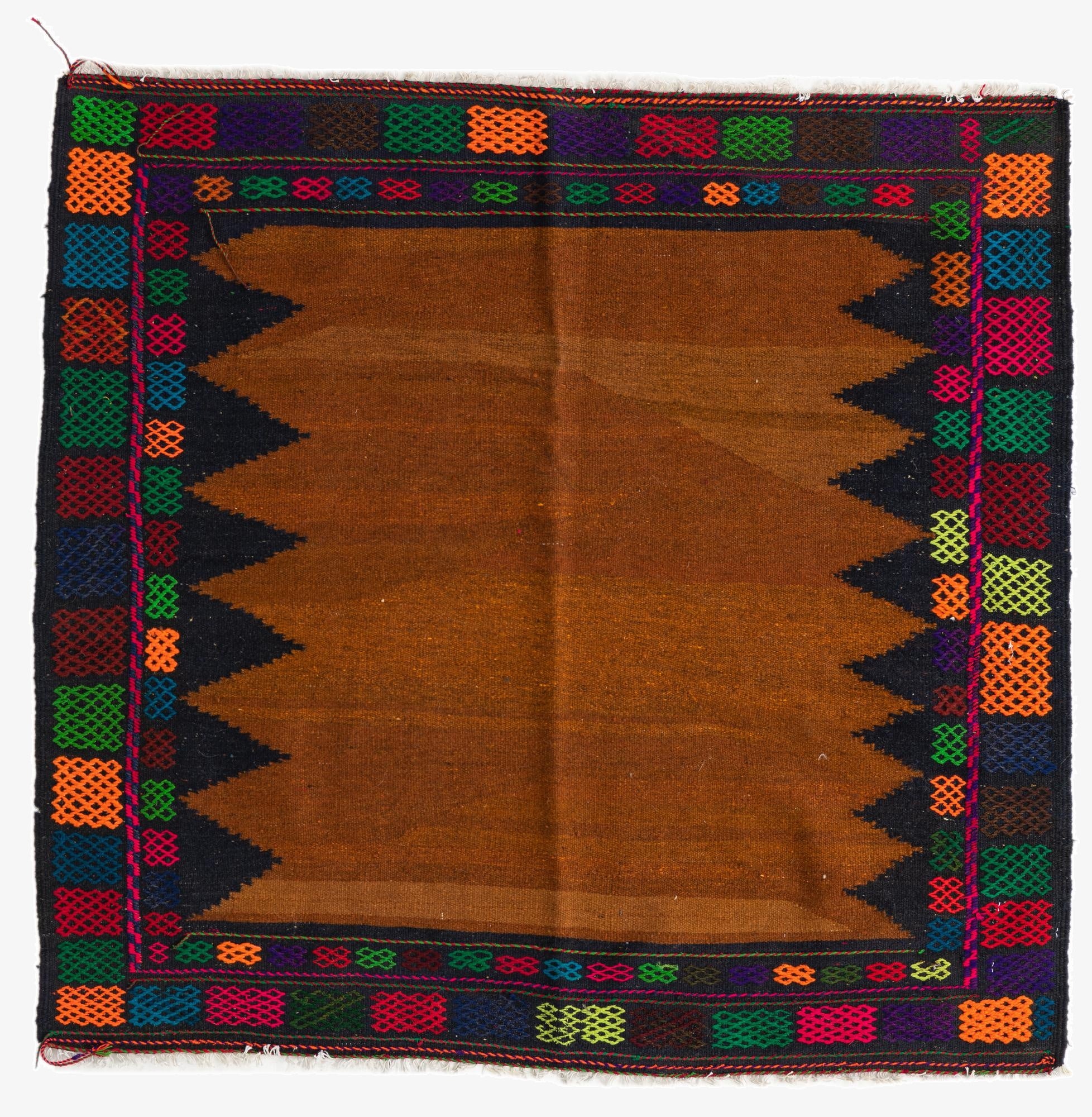 3' 10 x 4' 1  Hand Woven Kilim Modern Wool Square Rug