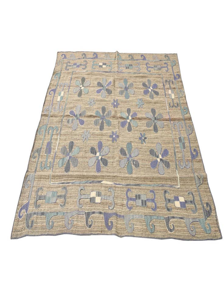 Detail image of 5' 5 x 5' 7 Hand Woven Kilim Suzani Wool Square Rug