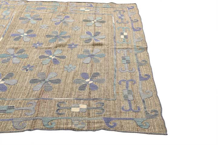 5' 5 x 5' 7 Hand Woven Kilim Suzani Wool Square Rug