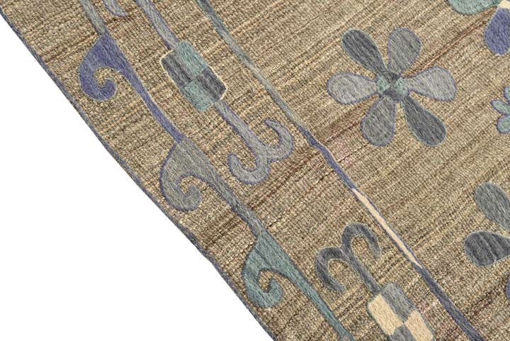 5' 5 x 5' 7 Hand Woven Kilim Suzani Wool Square Rug