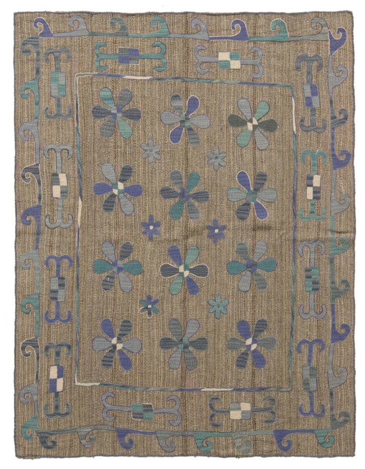Detail image of 5' 5 x 5' 7 Hand Woven Kilim Suzani Wool Square Rug