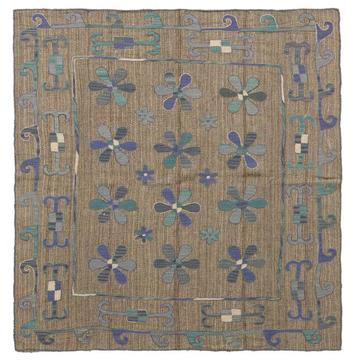 5' 5 x 5' 7 Hand Woven Kilim Suzani Wool Square Rug