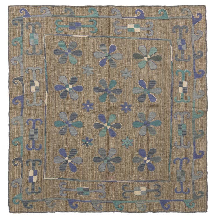 Detail image of 5' 5 x 5' 7 Hand Woven Kilim Suzani Wool Square Rug