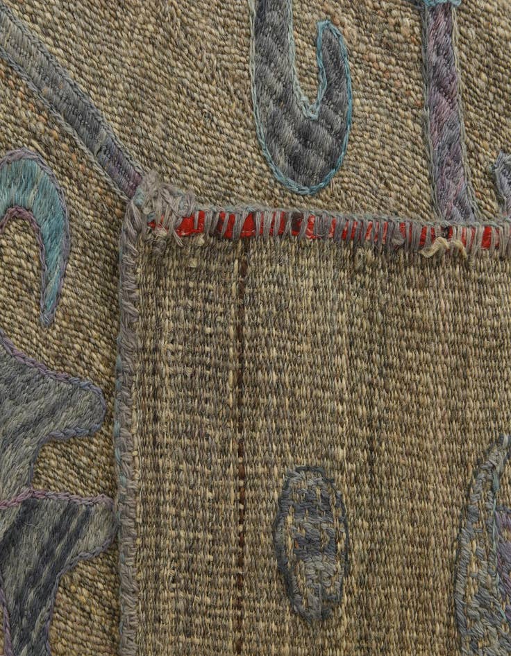 Detail image of 5' 2 x 6' 5  Hand Woven Kilim Suzani Wool Square Rug