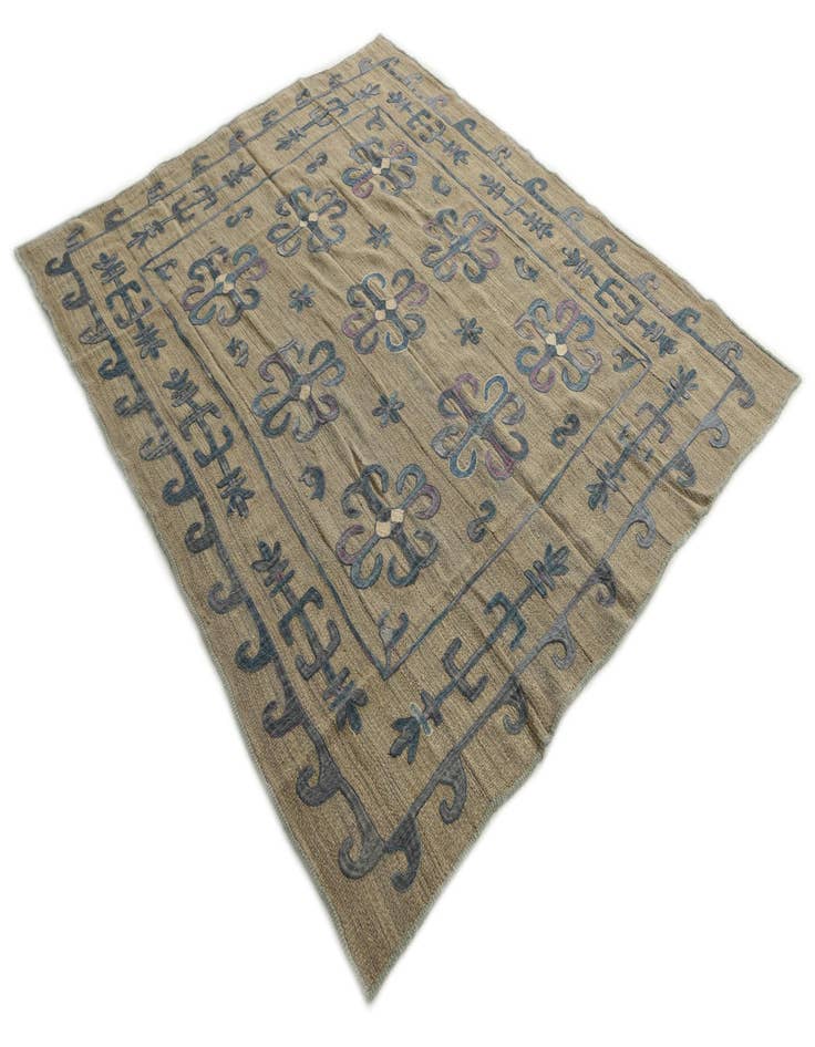 Detail image of 6' x 7' 1  Hand Woven Kilim Suzani Wool Square Rug