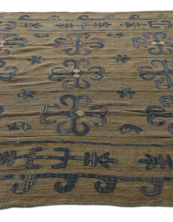 Detail image of 6' x 7' 1  Hand Woven Kilim Suzani Wool Square Rug