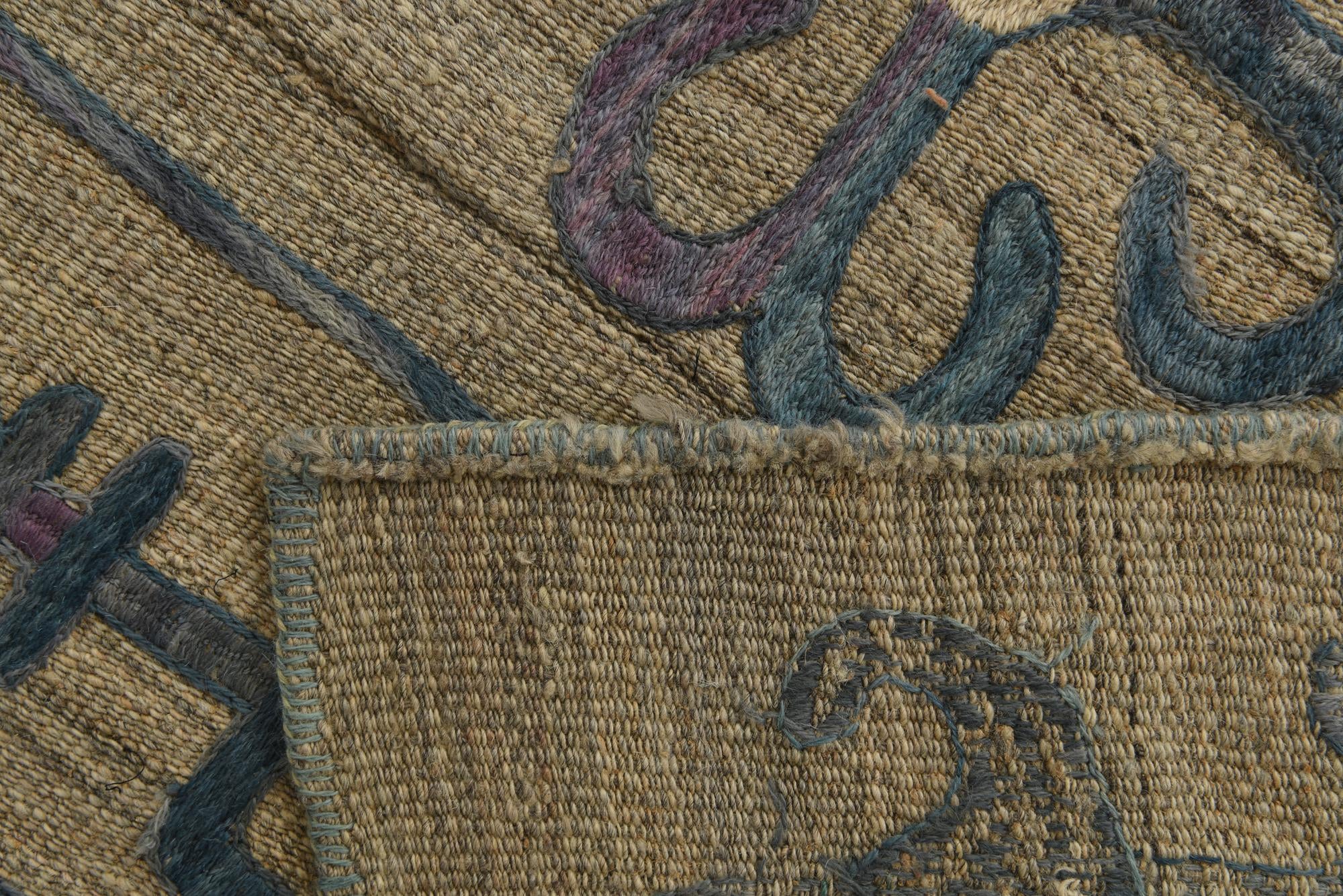 6' x 7' 1 Hand Woven Kilim Suzani Wool Square Rug