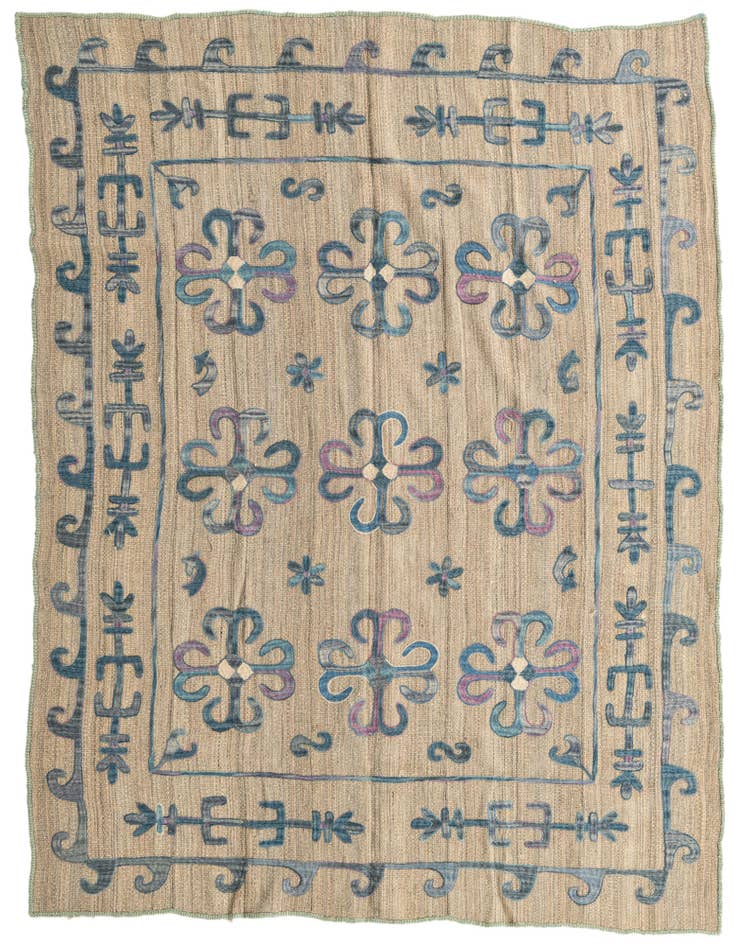 Detail image of 6' x 7' 1 Hand Woven Kilim Suzani Wool Square Rug
