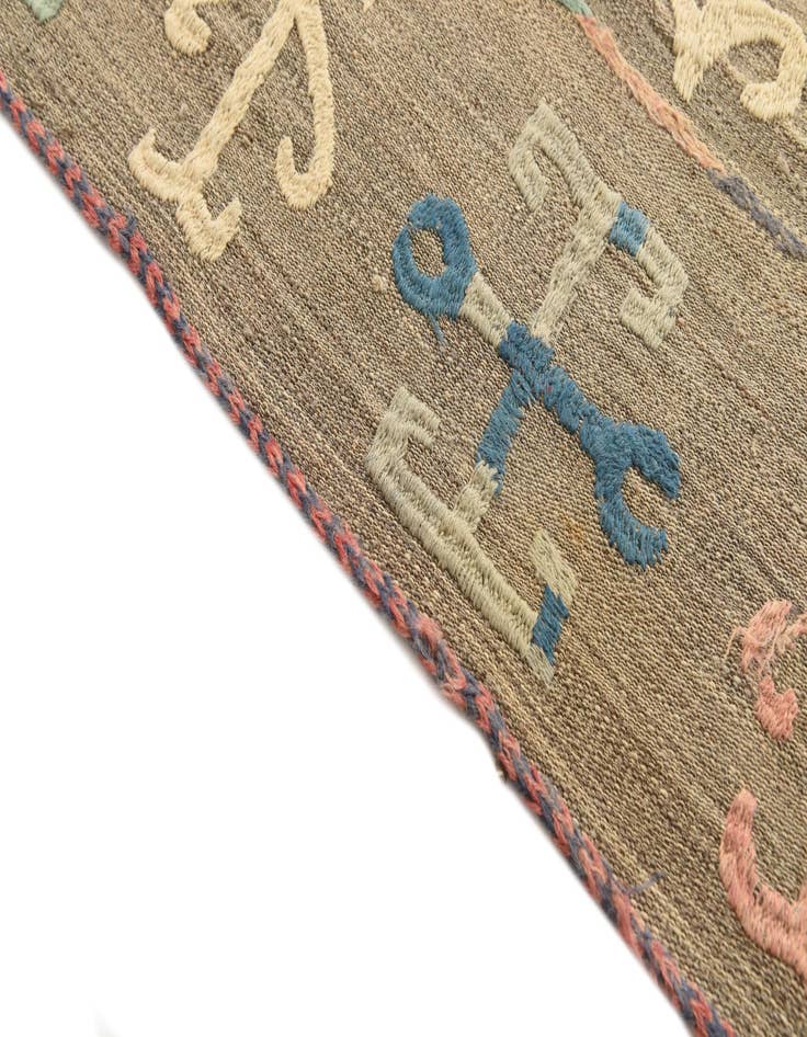 Detail image of 5' x 5' 10  Hand Woven Kilim Suzani Wool Square Rug