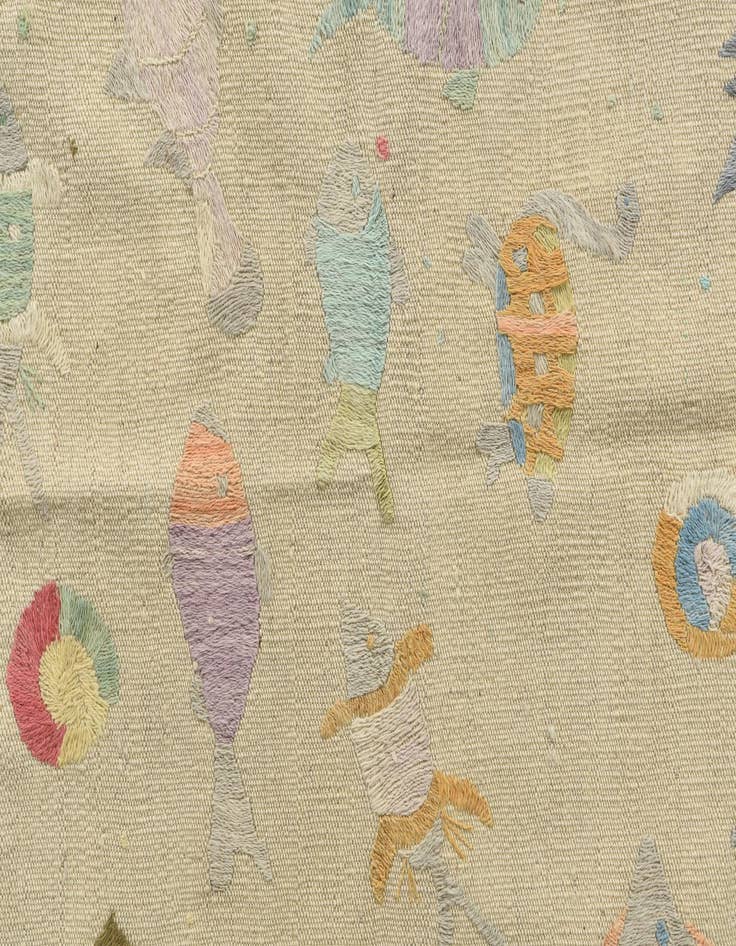 Detail image of 8' 7 x 9'  Hand Woven Kilim Suzani Wool Square Rug