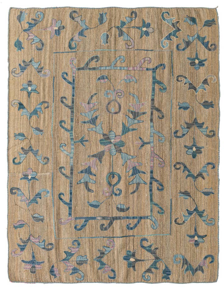 Detail image of 5' 2 x 6' 4 Kilim Suzani Wool Square Rug