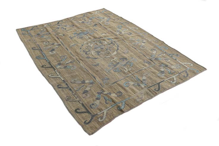 Detail image of 5' 3 x 6' 5 Hand Woven Kilim Suzani Wool Square Rug