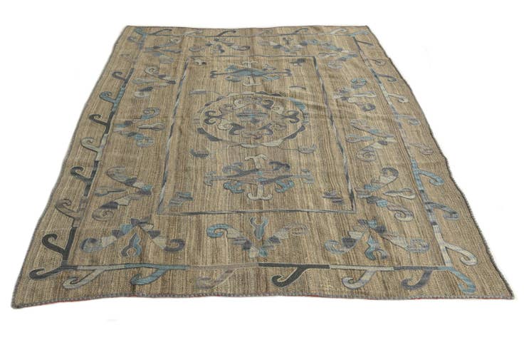 Detail image of 5' 3 x 6' 5 Hand Woven Kilim Suzani Wool Square Rug