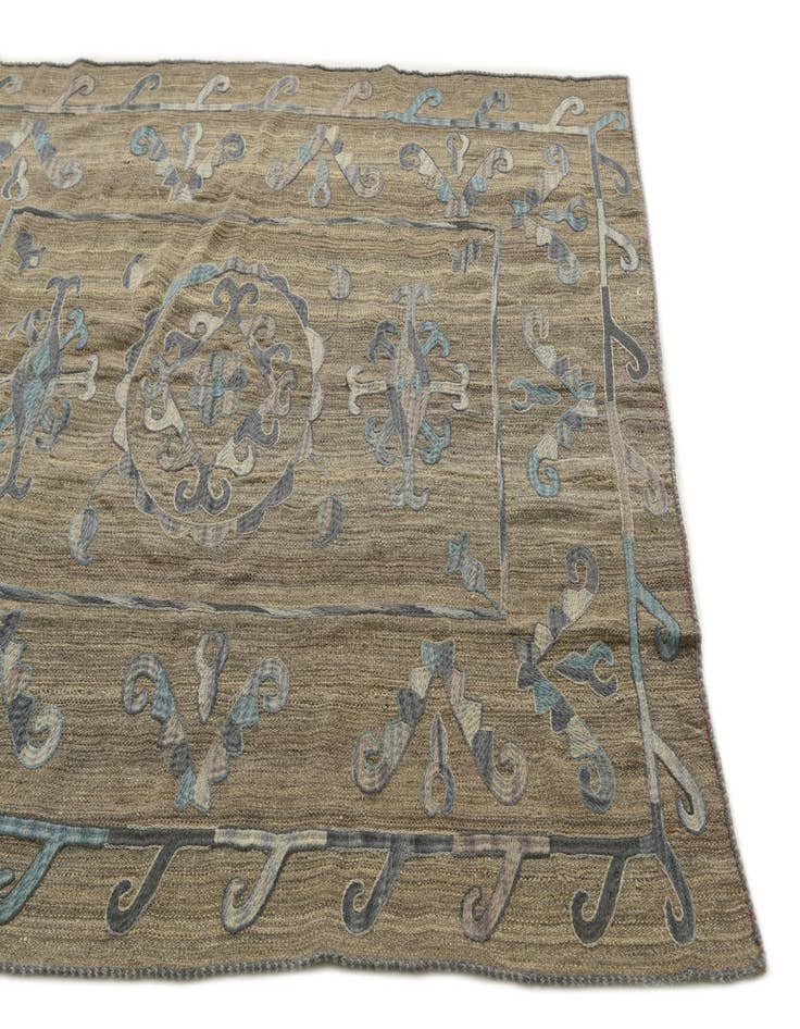 Detail image of 5' 3 x 6' 5 Hand Woven Kilim Suzani Wool Square Rug