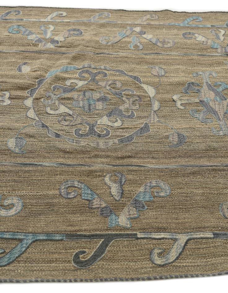 Detail image of 5' 3 x 6' 5 Hand Woven Kilim Suzani Wool Square Rug
