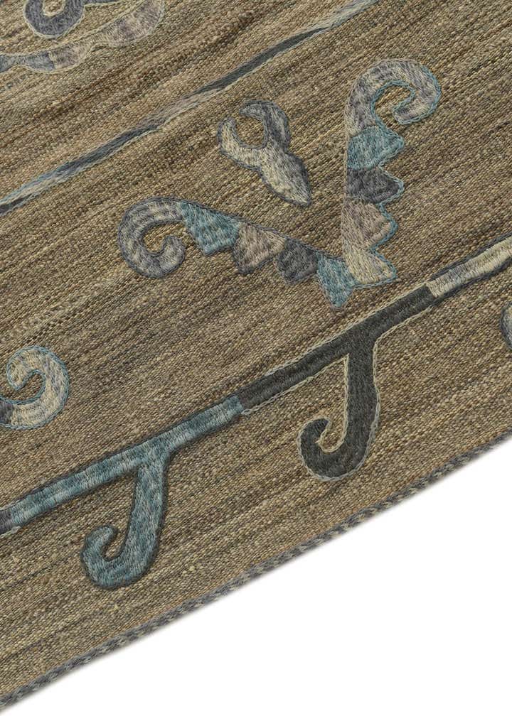 5' 3 x 6' 5 Hand Woven Kilim Suzani Wool Square Rug