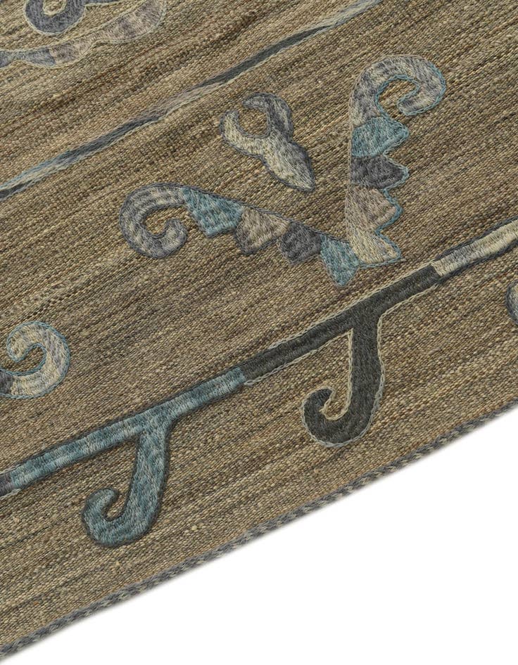 Detail image of 5' 3 x 6' 5 Hand Woven Kilim Suzani Wool Square Rug