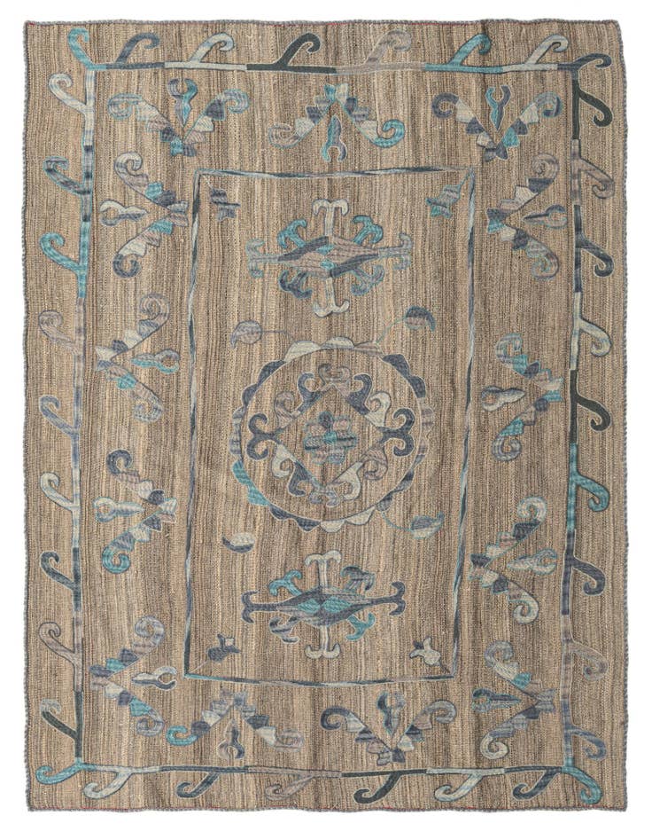 Detail image of 5' 3 x 6' 5 Hand Woven Kilim Suzani Wool Square Rug