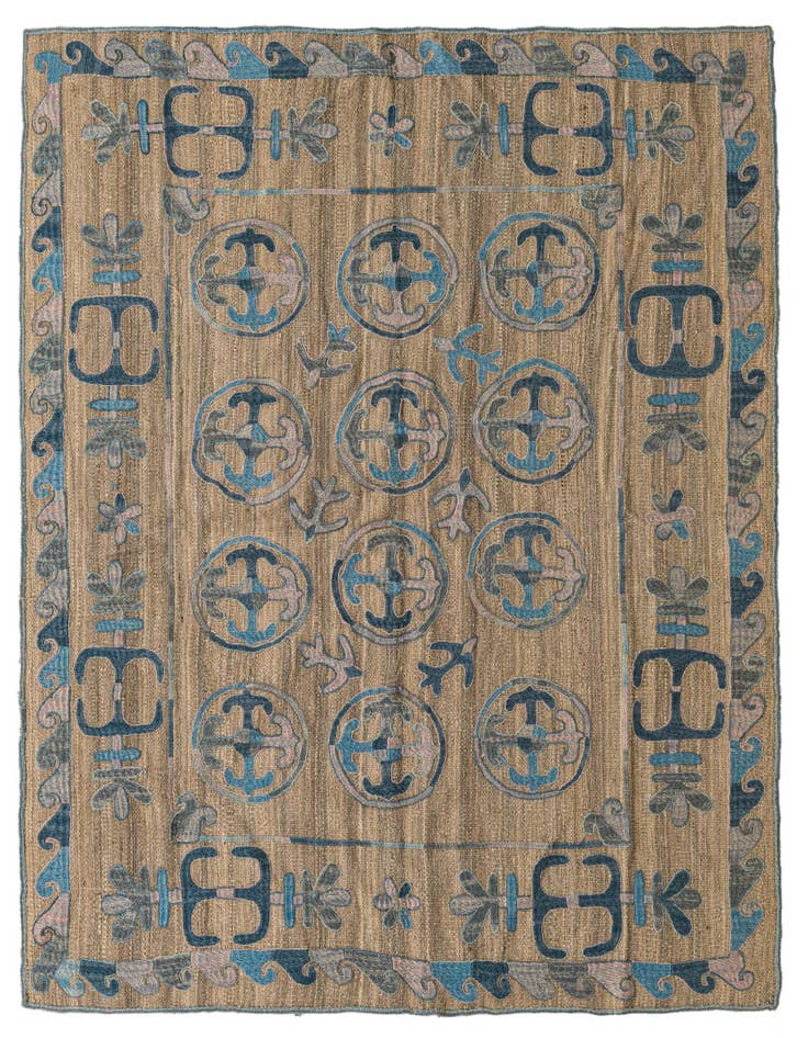 Detail image of 5' 6 x 6' 8 Hand Knotted Kilim Suzani Wool Square Rug