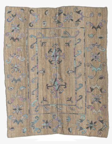 5' 2 x 6' 5 Hand Woven Kilim Suzani Wool Square Rug