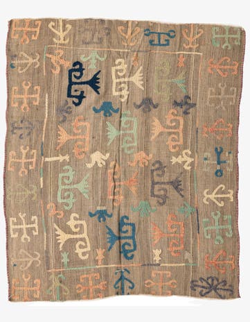 5' x 5' 10 Hand Woven Kilim Suzani Wool Square Rug