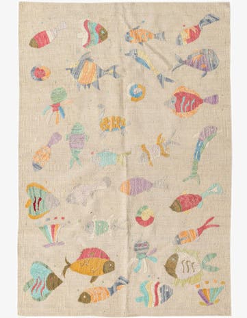 8' 7 x 9' Hand Woven Kilim Suzani Wool Square Rug