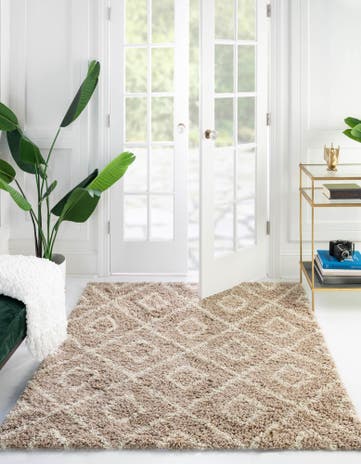 4' x 4' Lattice Shag Square Rug