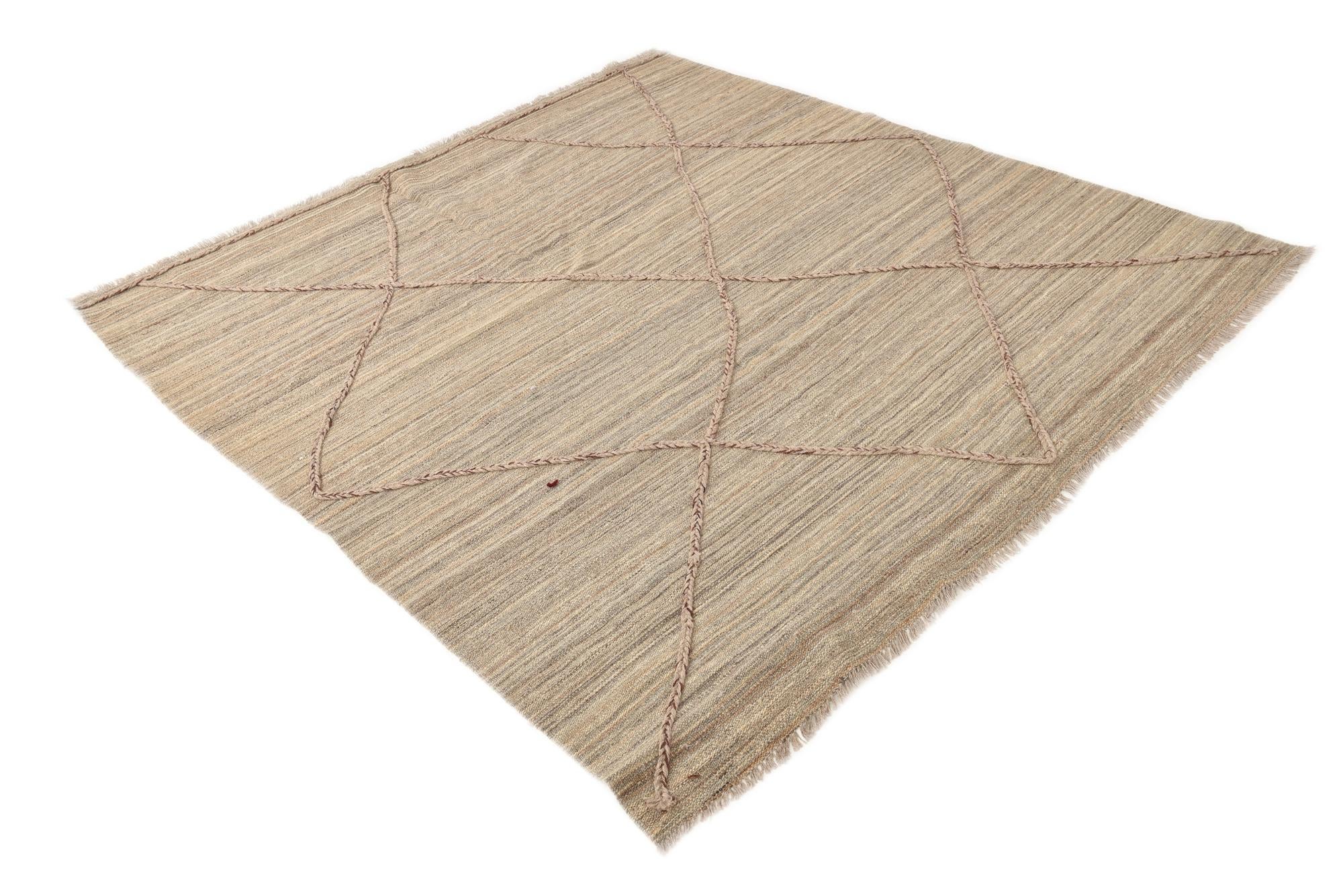 6' 7 x 6' 10 Hand Knotted Moroccan Wool Square Rug