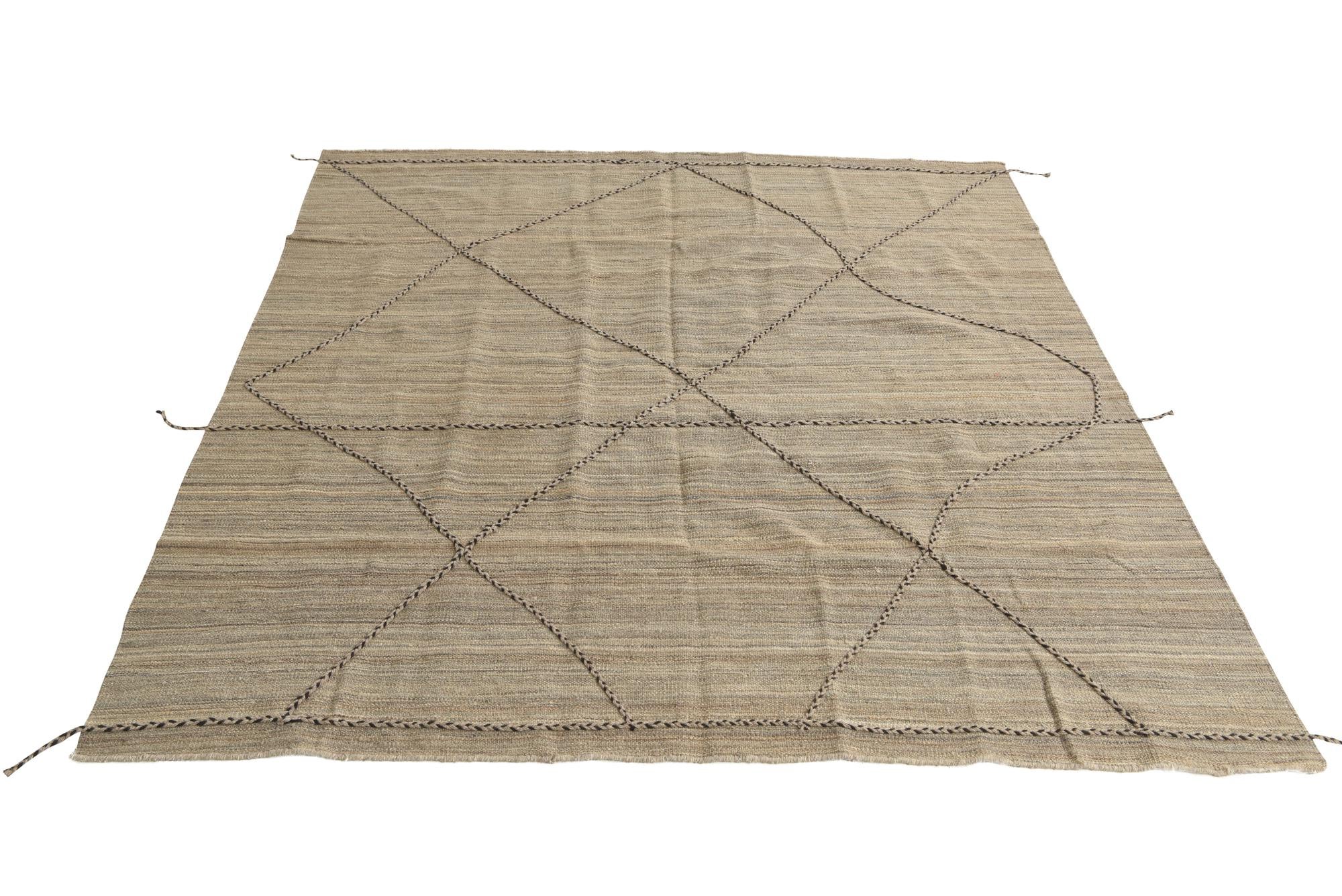 6' 5 x 7' Hand Knotted Moroccan Wool Square Rug