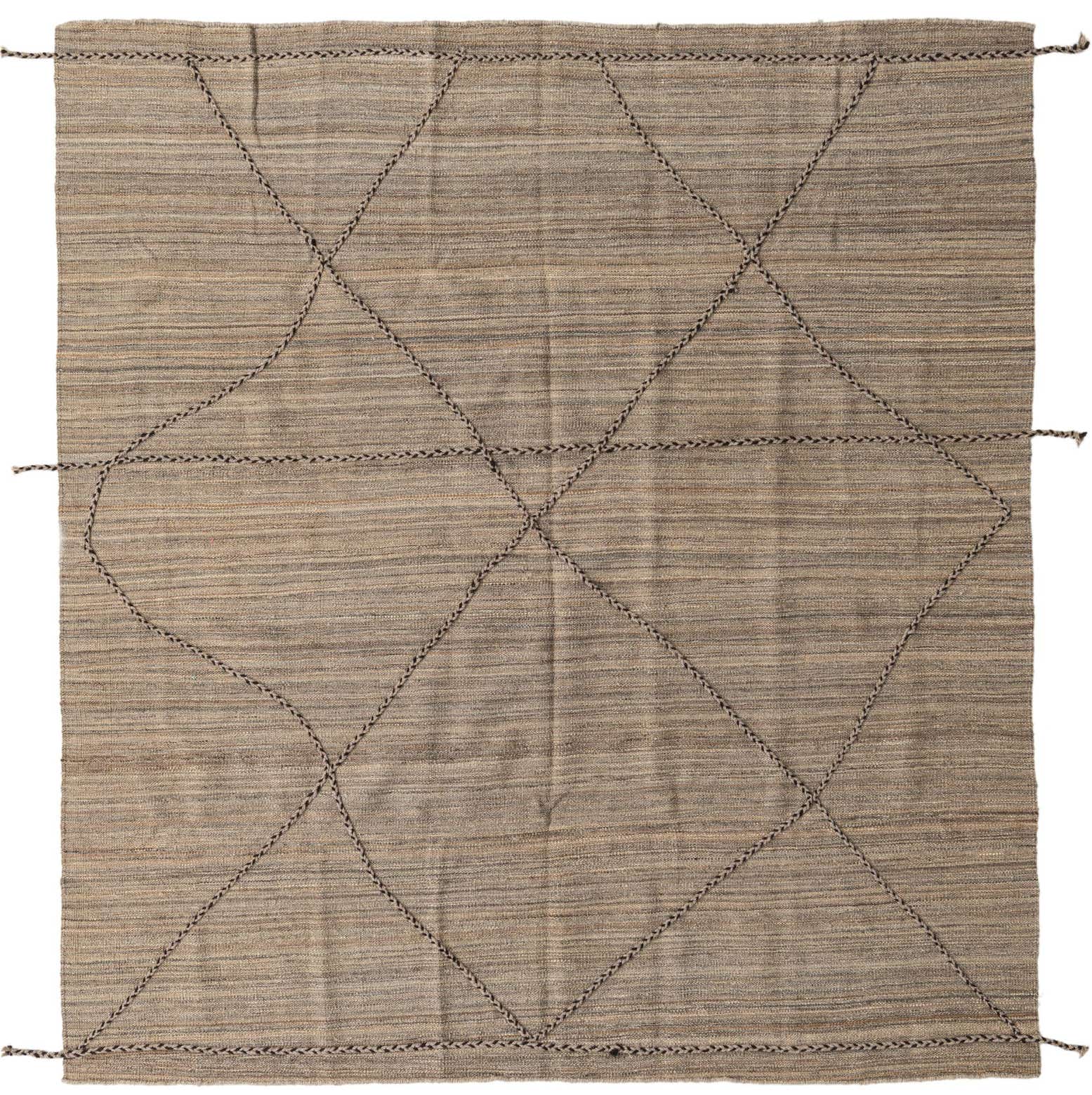 6' 5 x 7' Hand Knotted Moroccan Wool Square Rug