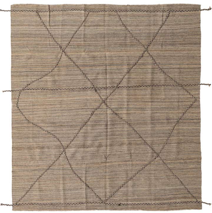 6' 5 x 7' Hand Knotted Moroccan Wool Square Rug