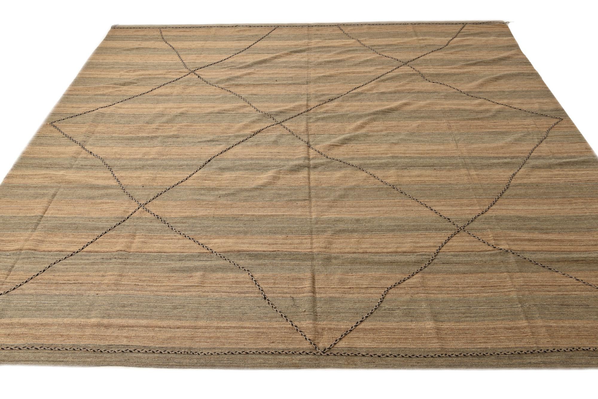 12' 6 x 12' 8 Hand Knotted Moroccan Wool Square Rug