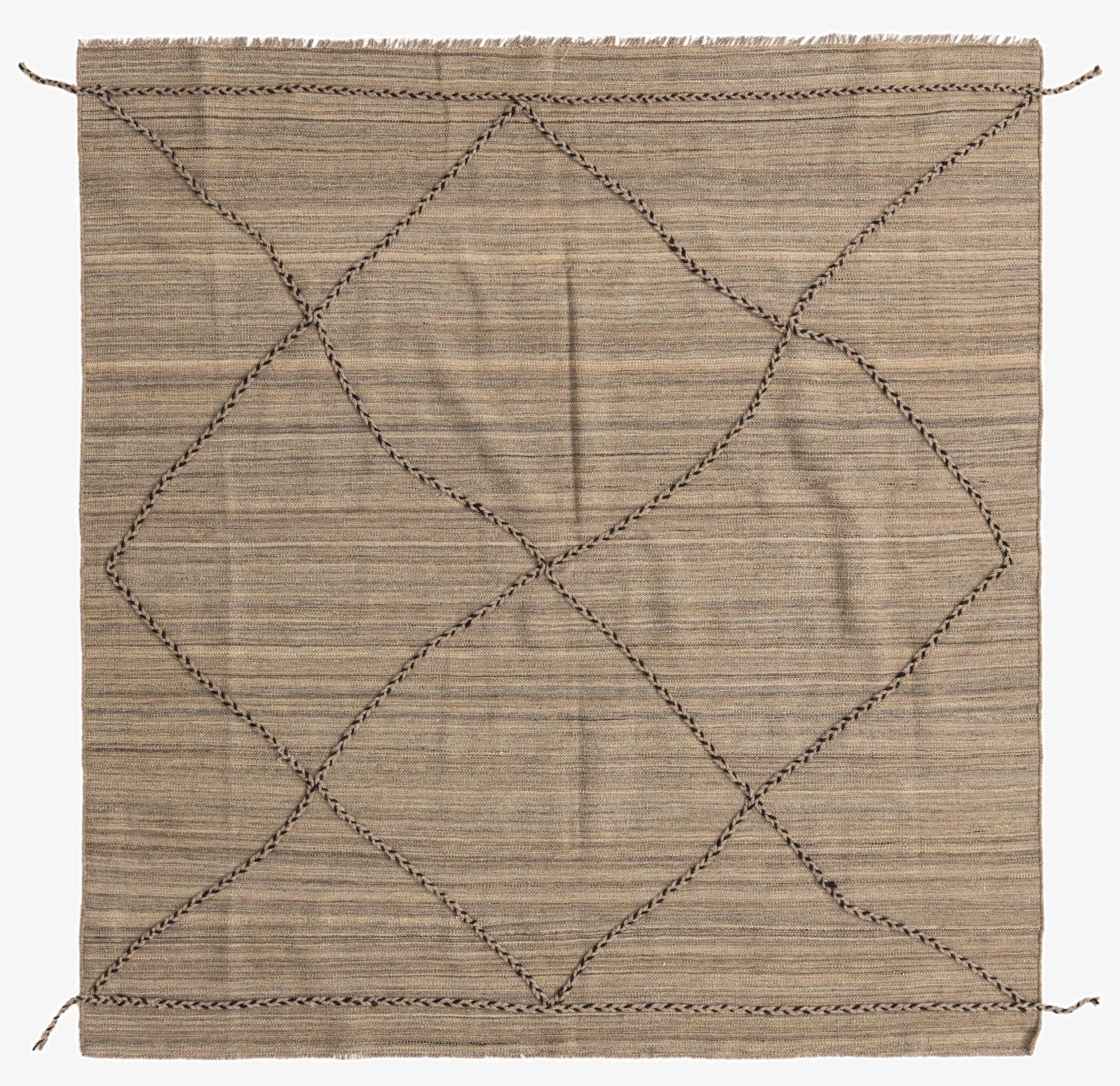 5' 5 x 5' 9  Hand Knotted Moroccan Wool Square Rug