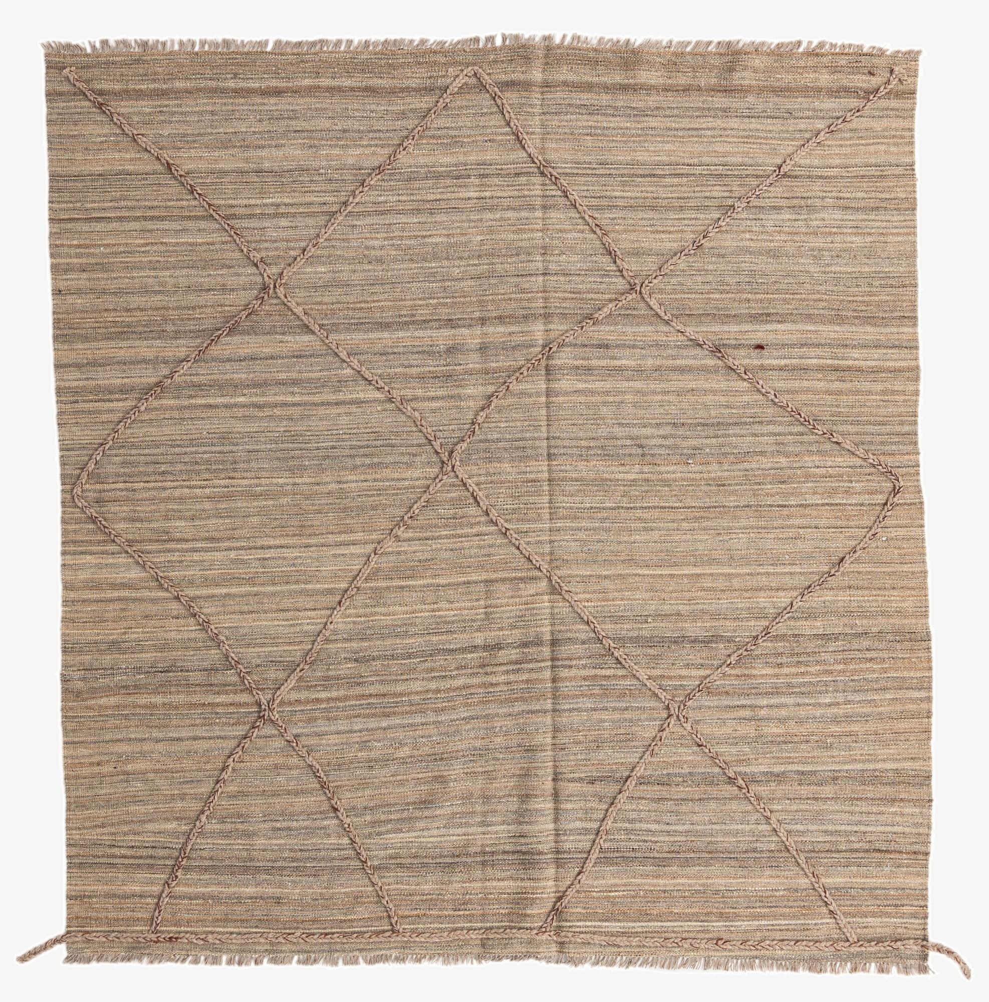 6' 7 x 6' 10  Hand Knotted Moroccan Wool Square Rug