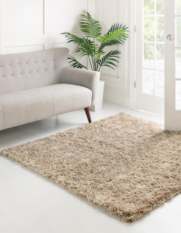 Light Brown Moroccan Trellis Shag Square Rug