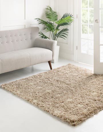 Light Brown Moroccan Trellis Shag Square Rug