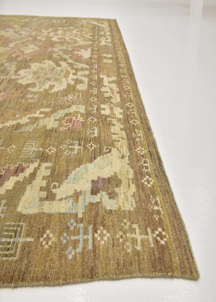 11' x 12' Hand Knotted Oushak Wool Square Rug