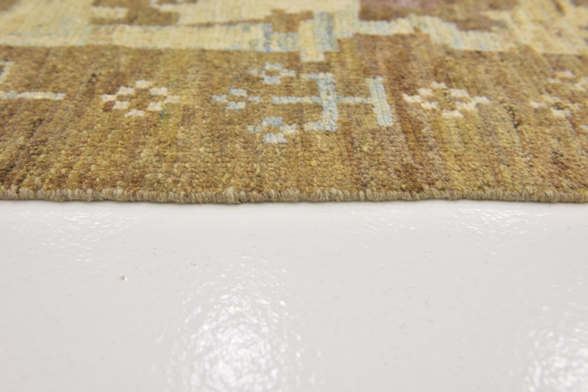 11' x 12' Hand Knotted Oushak Wool Square Rug