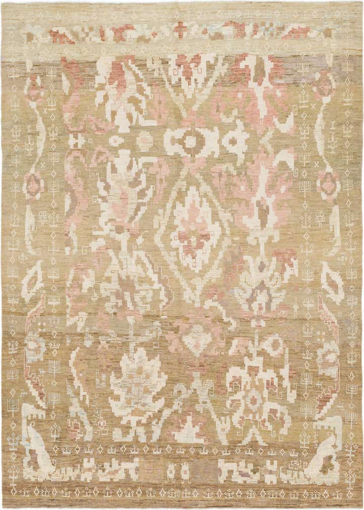 11' x 12' Hand Knotted Oushak Wool Square Rug