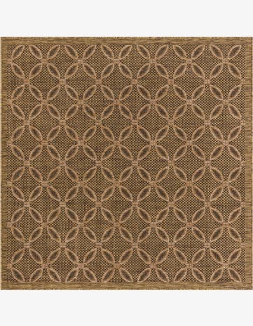 Light Brown Easy-Clean Lattice Indoor / Outdoor Square Rug