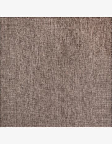 Light Brown Easy-Clean Solid Indoor / Outdoor Square Rug