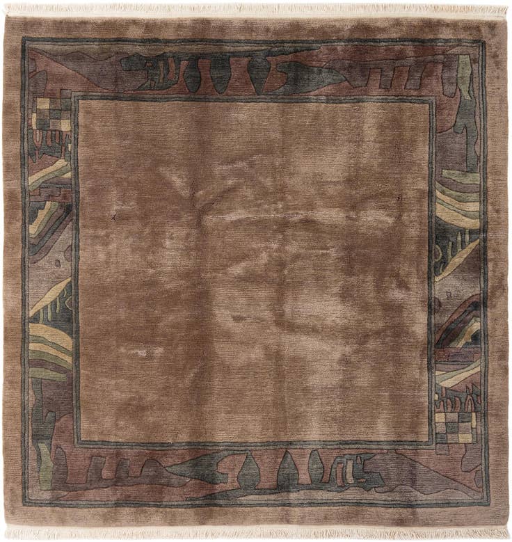 Detail image of 6' 5 x 6' 5 Hand Knotted Tibet Wool Square Rug