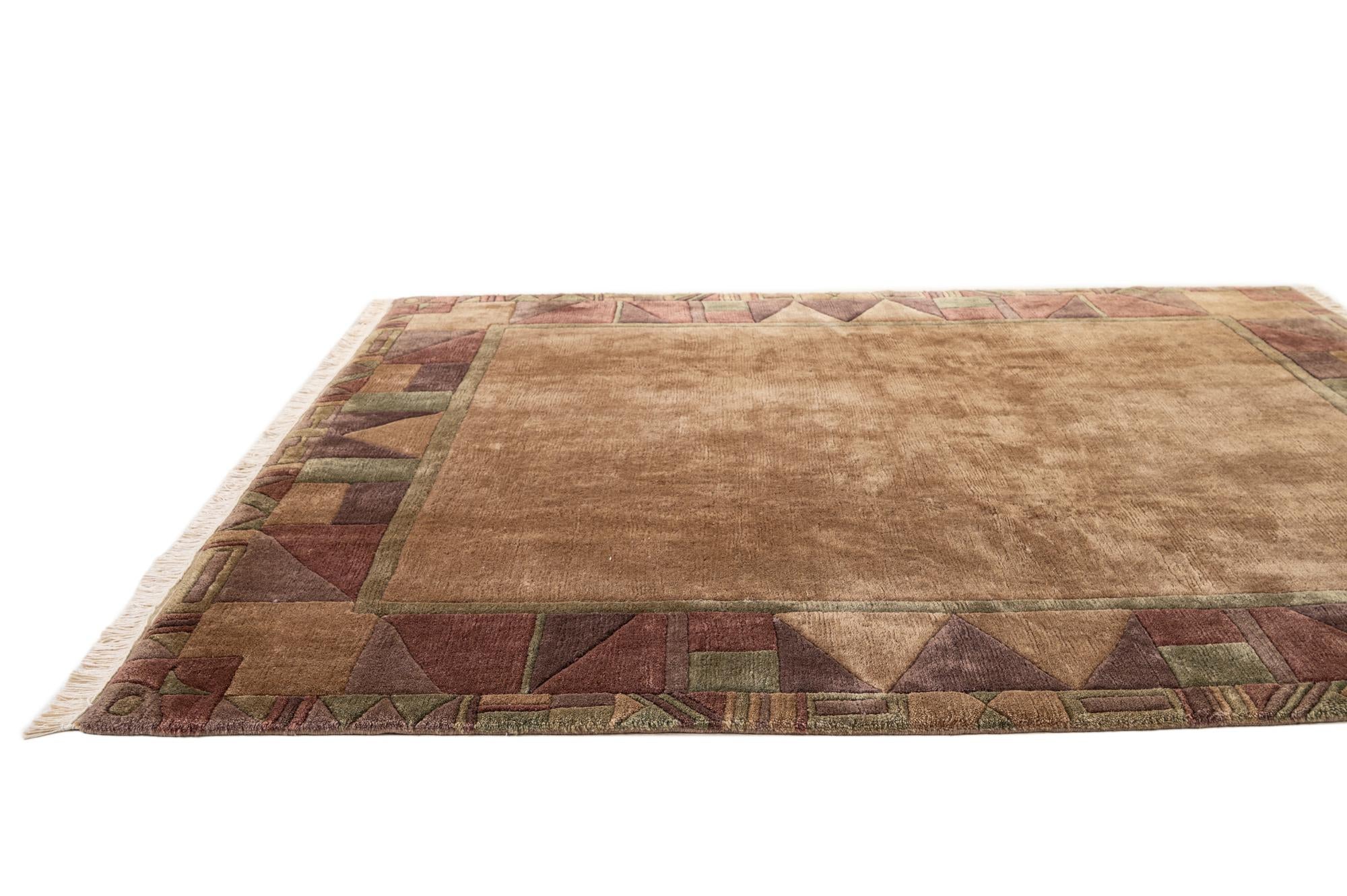 6' 9 x 7' 3 Hand Knotted Tibet Wool Square Rug