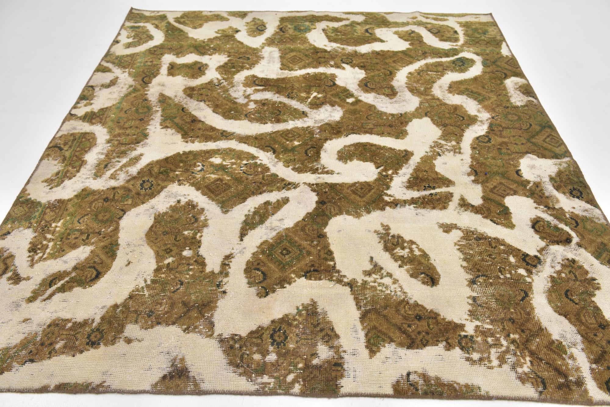 6' 10 x 7' 7 Hand Knotted Ultra Vintage Persian Wool Square Rug