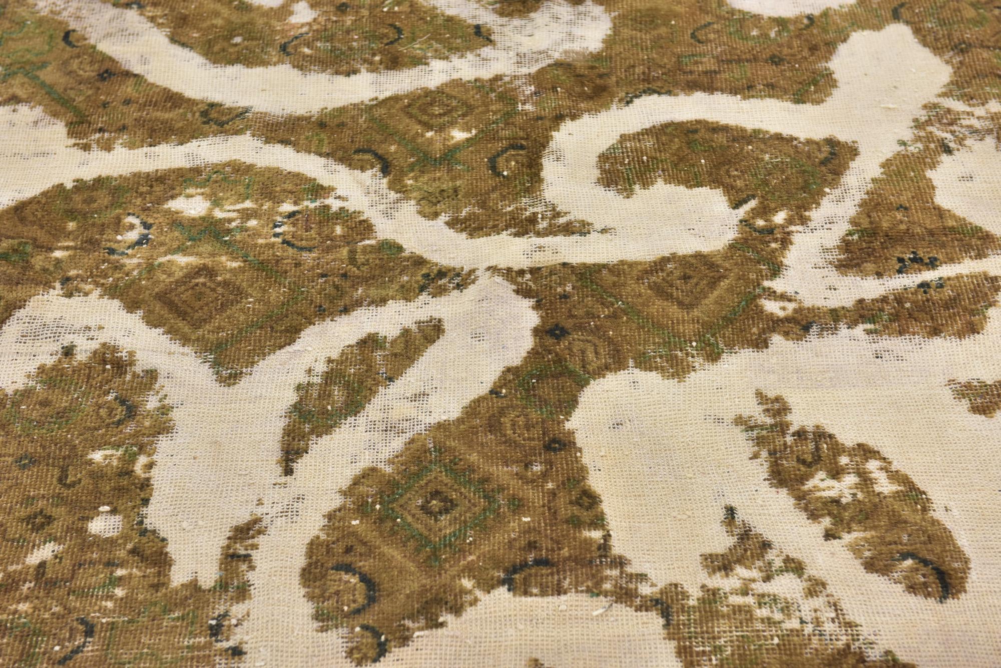 6' 10 x 7' 7 Hand Knotted Ultra Vintage Persian Wool Square Rug