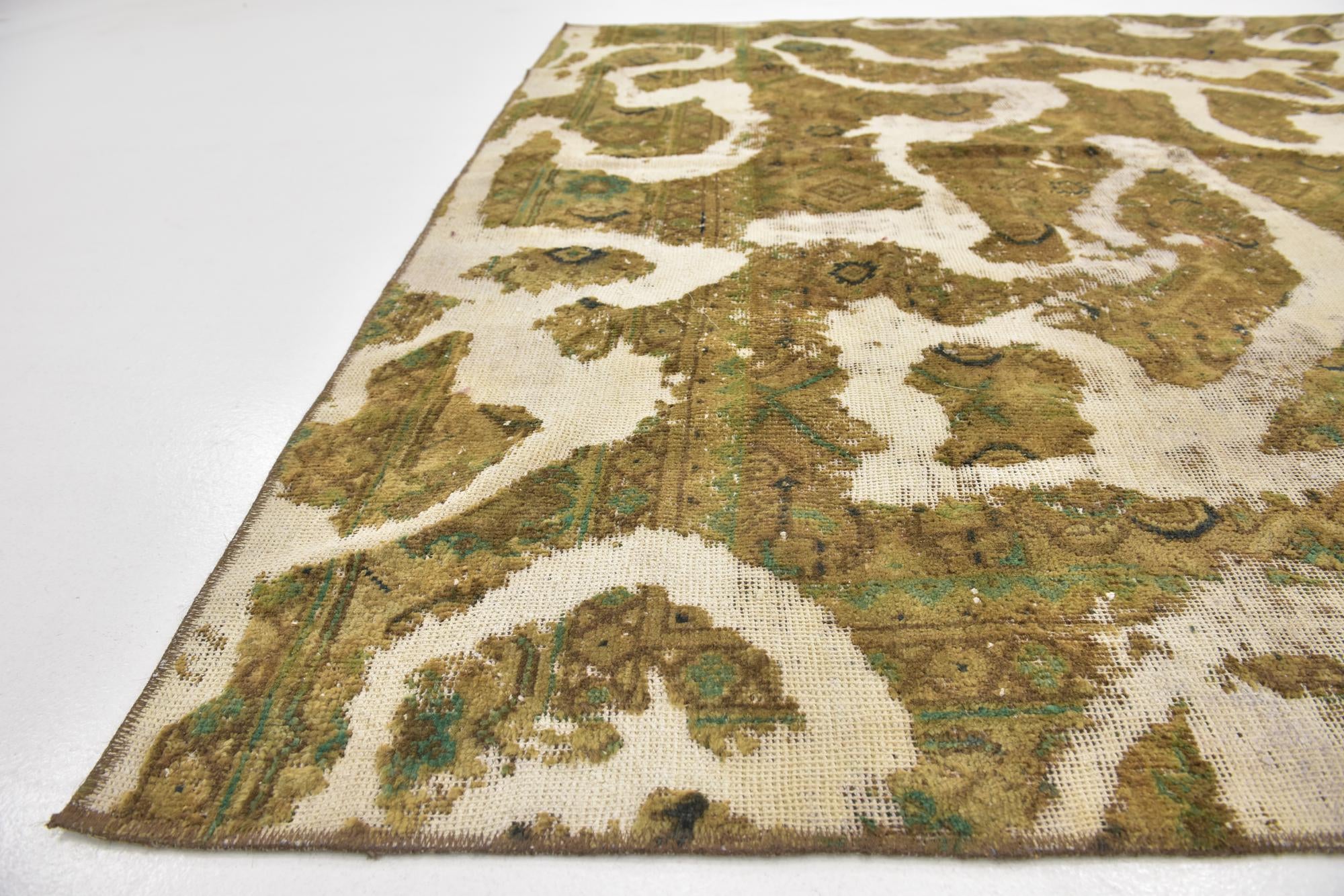 6' 10 x 7' 7 Hand Knotted Ultra Vintage Persian Wool Square Rug