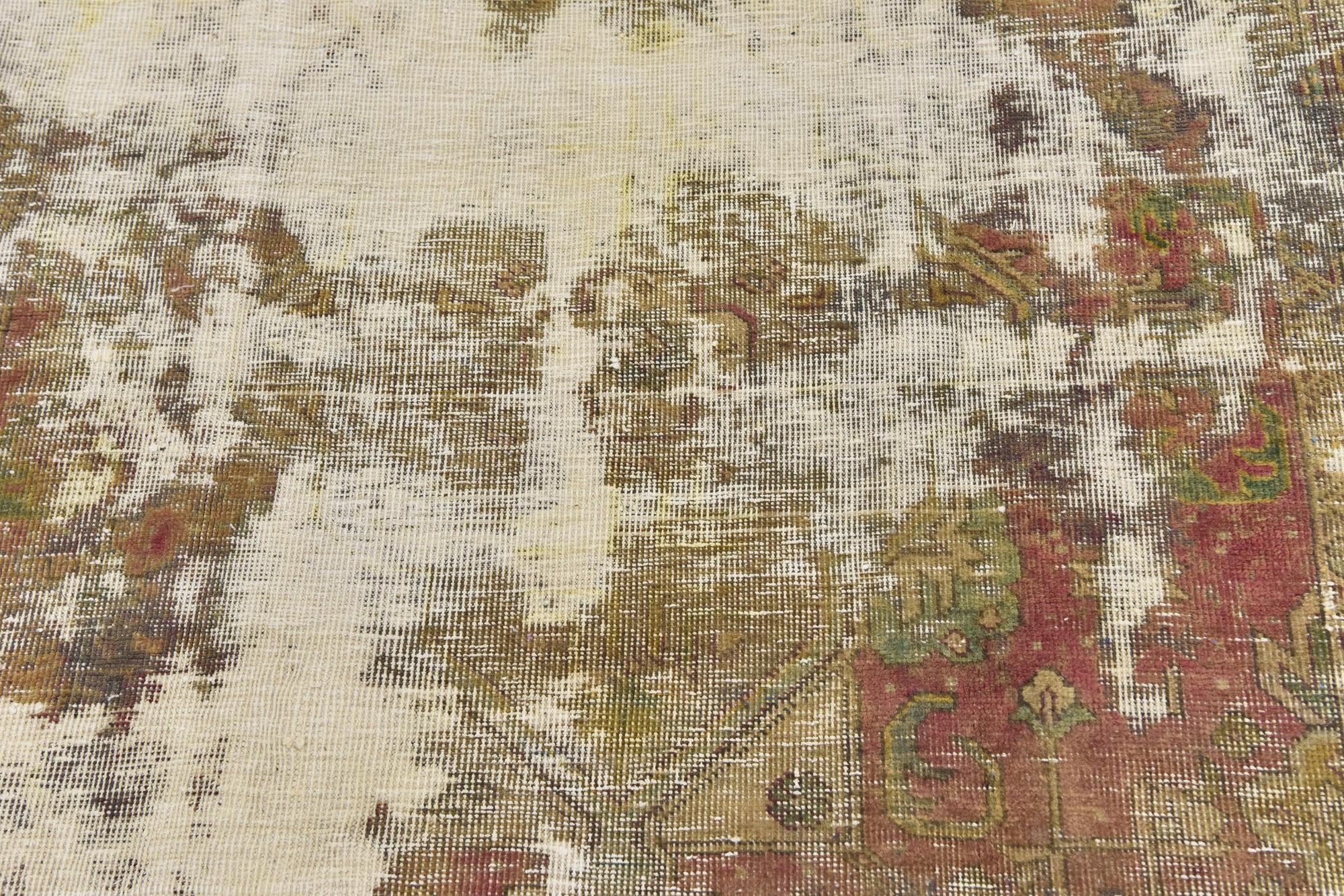 4' 7 x 4' 10 Hand Knotted Ultra Vintage Persian Wool Square Rug