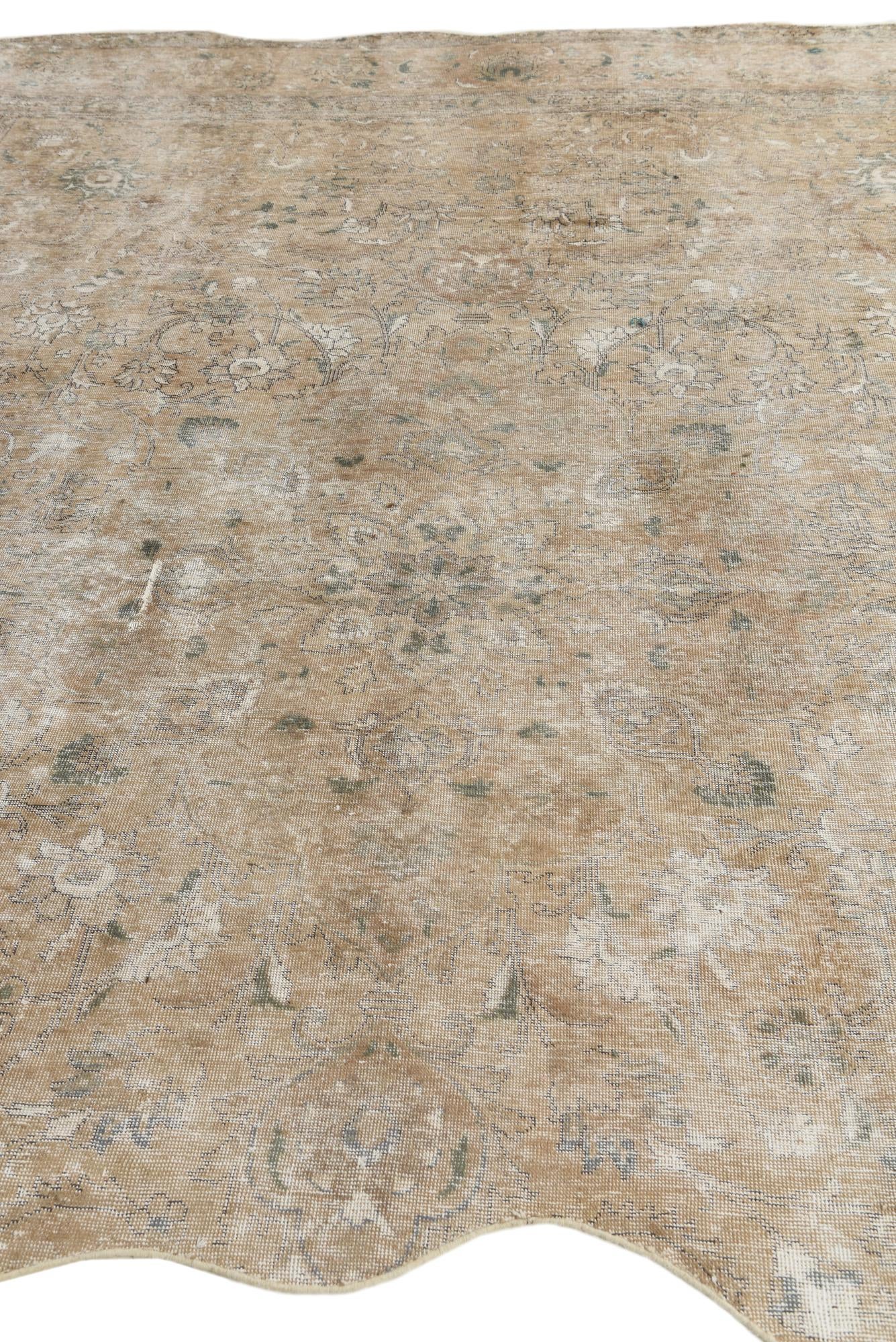 9' x 9' 10 Hand Knotted Ultra Vintage Persian Wool Square Rug