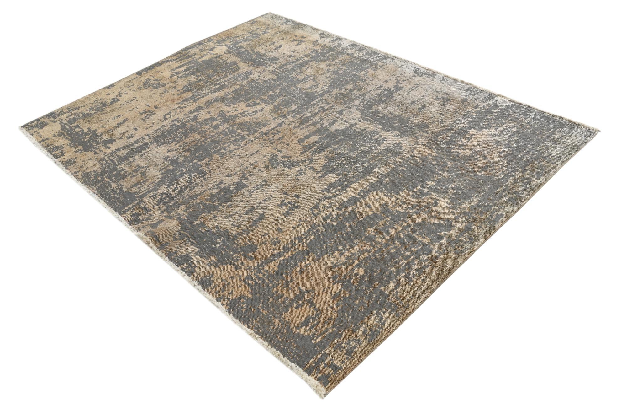 5' 5 x 6' 1 Hand Knotted Ultra Vintage Persian Wool Square Rug