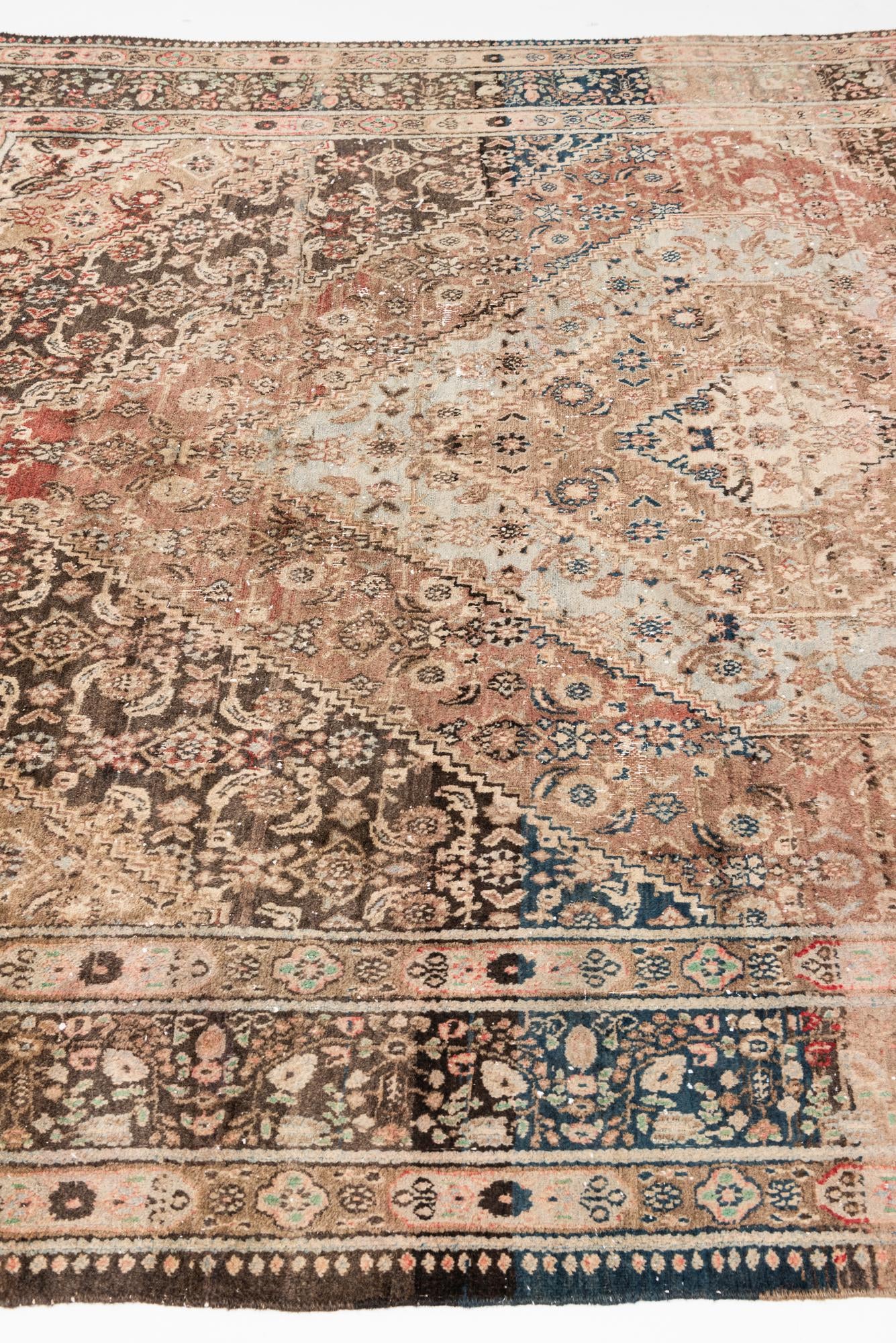 6' 7 x 7' Hand Knotted Ultra Vintage Persian Wool Square Rug